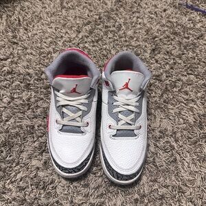 Jordan 3 Kids Sneakers - White, Gray, and Red